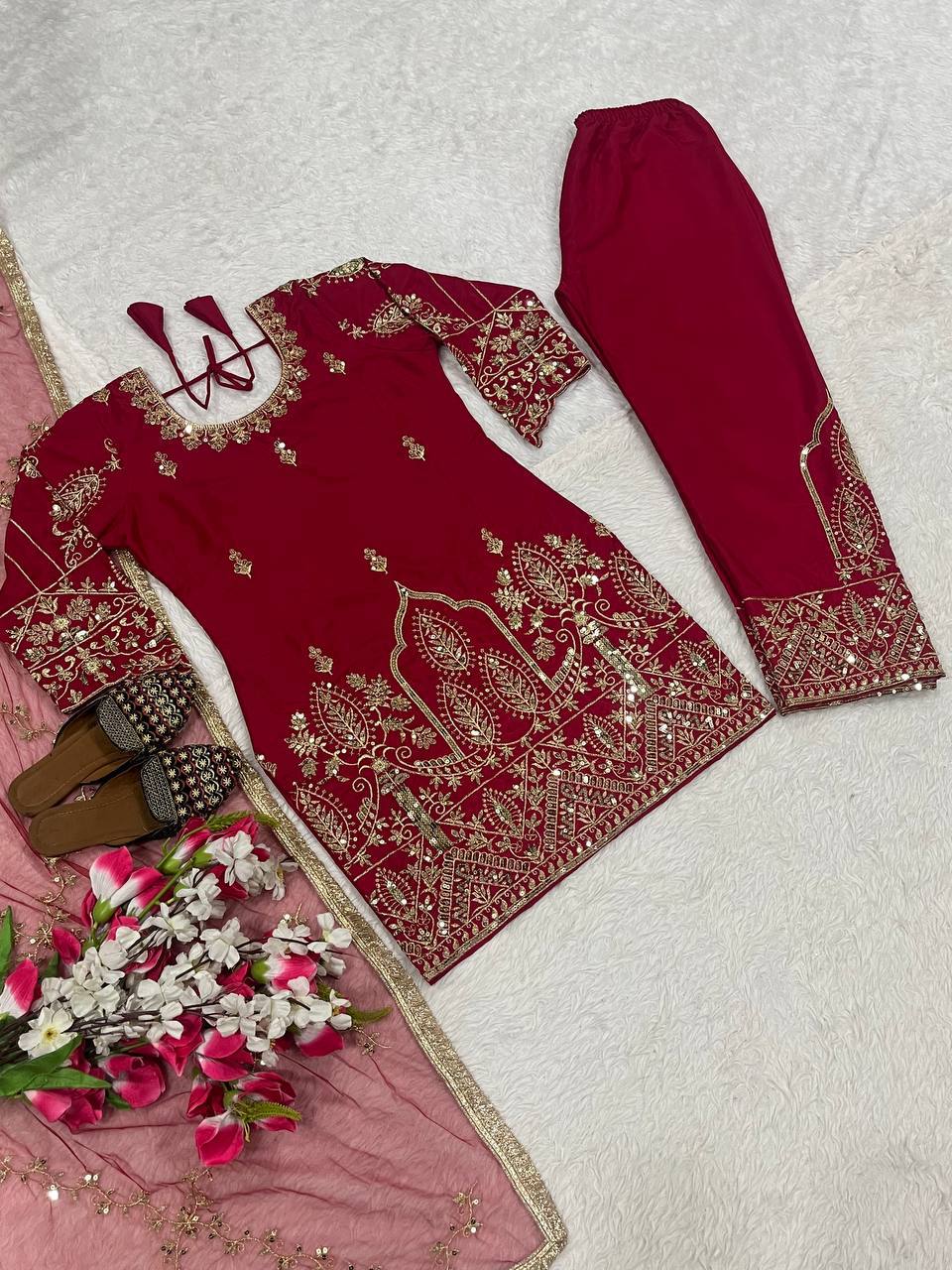 The Sovereign Magenta Zari-Embroidered Ensemble